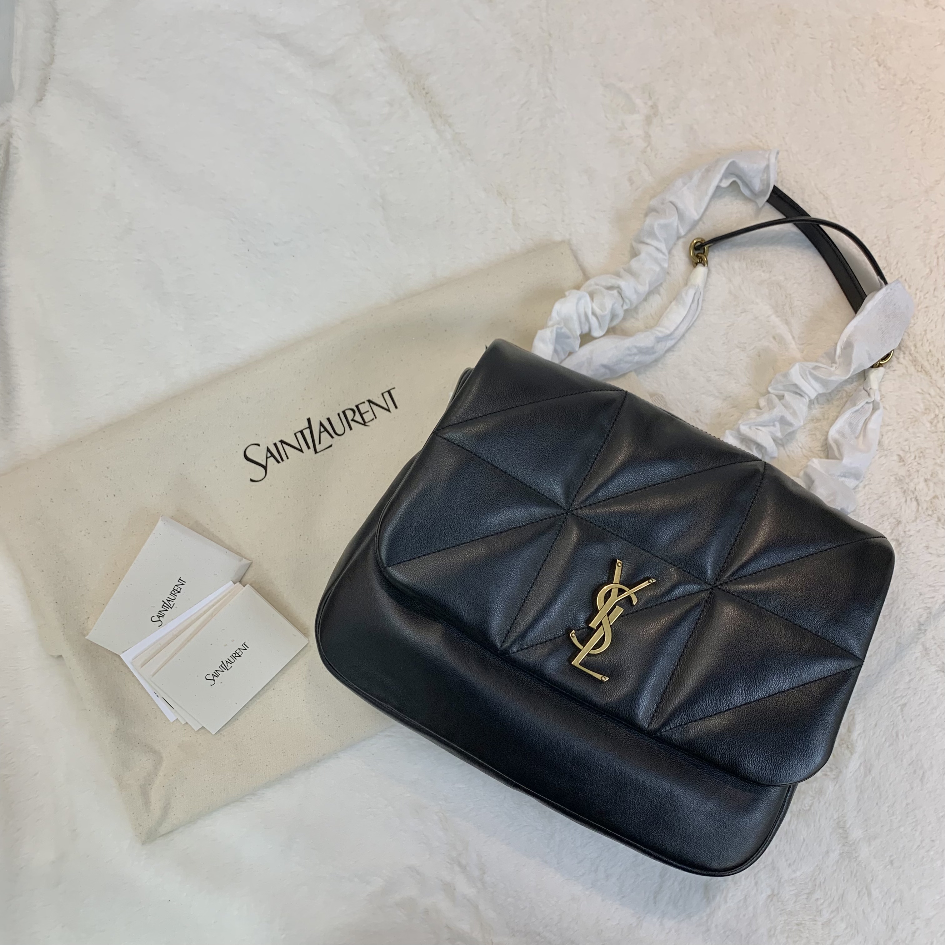 25年單 YSL Jamie 黑金羊皮單肩包