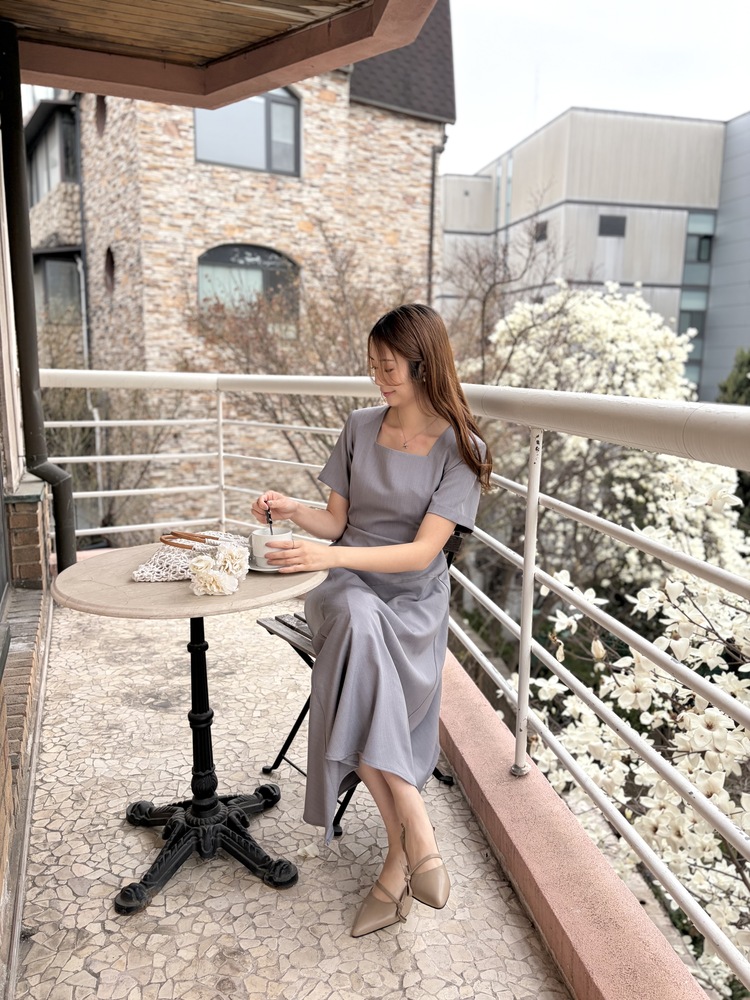 Asymmetric Striped Dress (Grey)