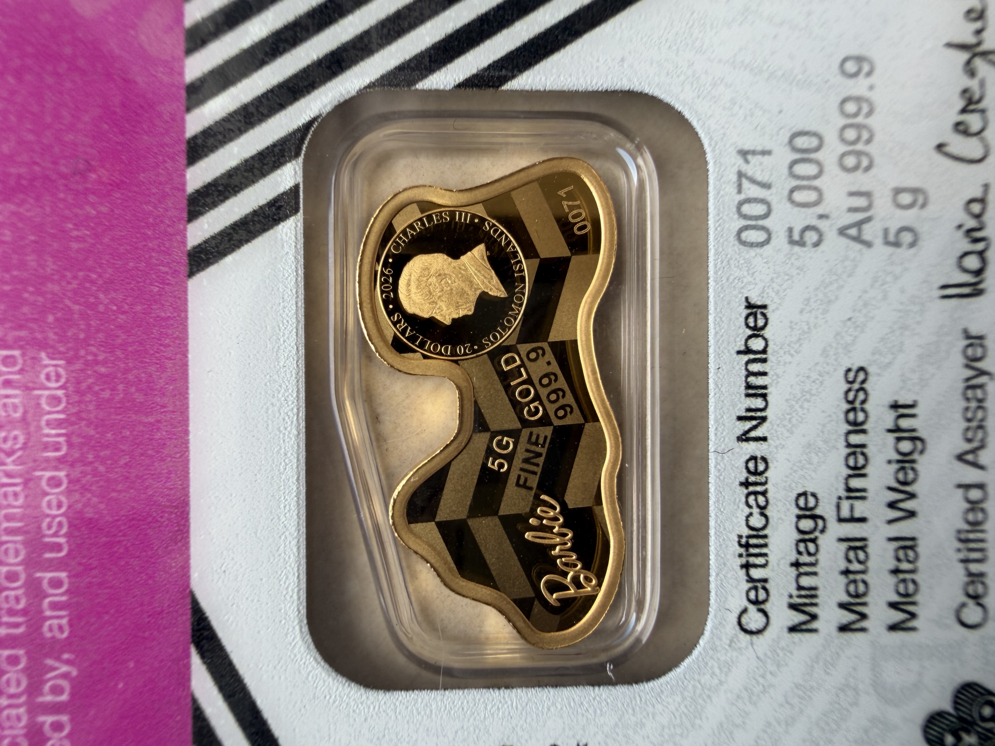 (SN 71) PAMP Barbie 5g🇨🇭Swiss Limited Gold bar Emas 999.9