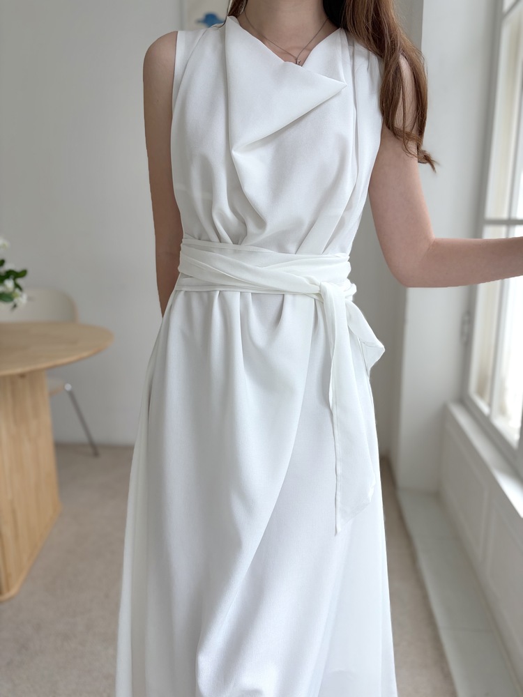 Athena Drape Dress (White)