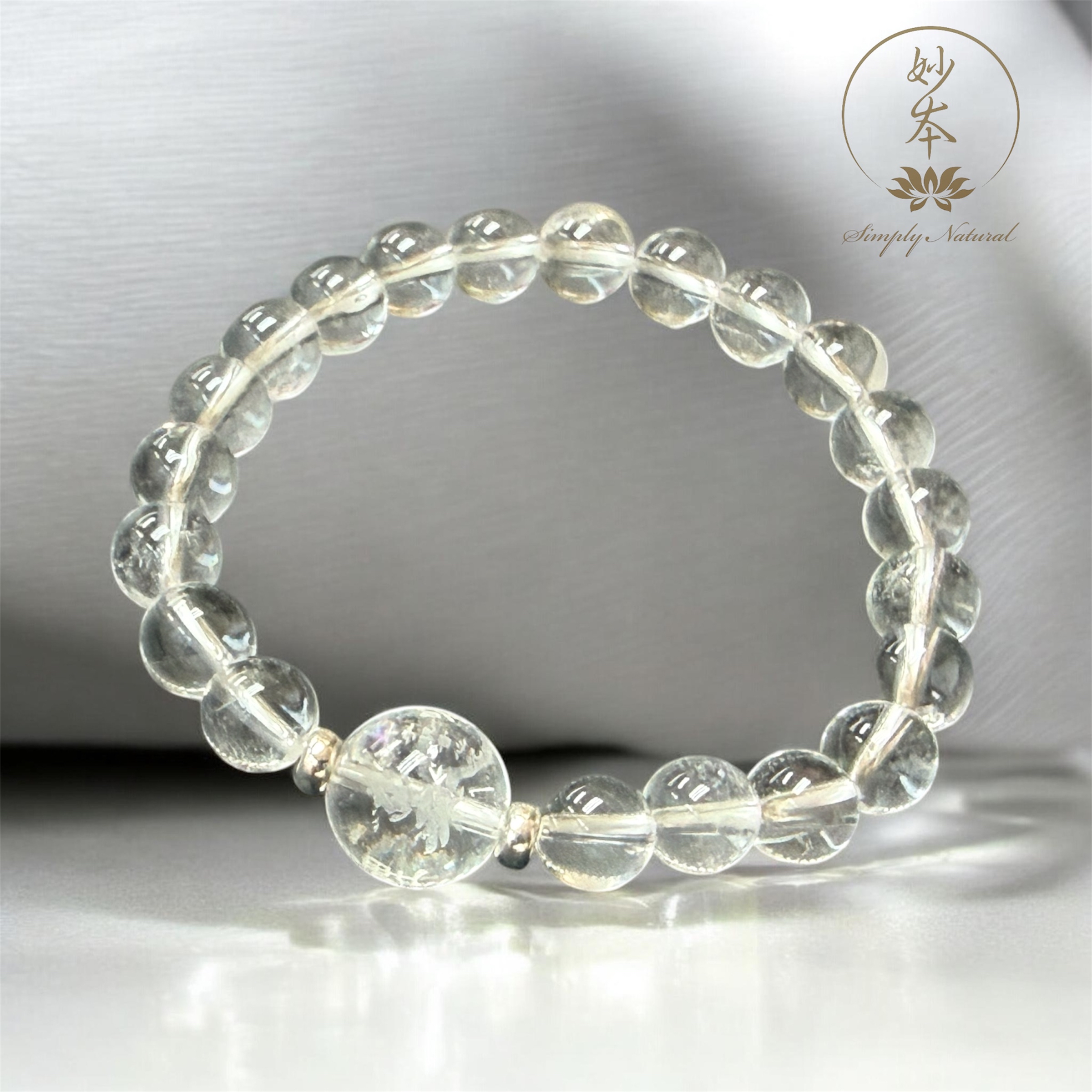 7mm 白水晶手串 配：千手觀音心咒（閉關壇城加持，誦大量六字大明咒及大悲咒）