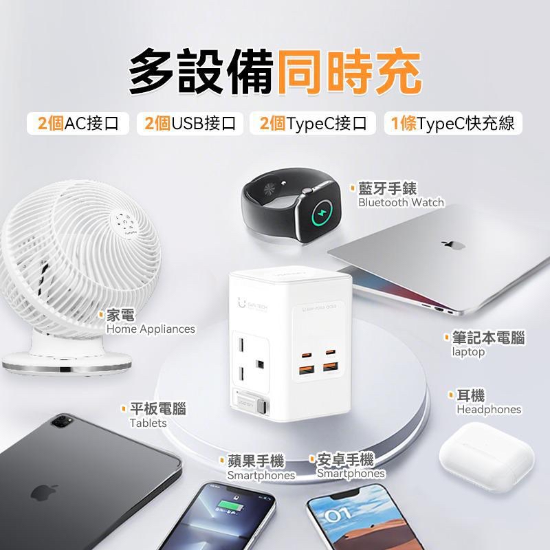 美國USATISFY GaN Master65W氮化鎵全快充7口智控安規伸縮充電線收納迷你拖板白色默認規格默認型號