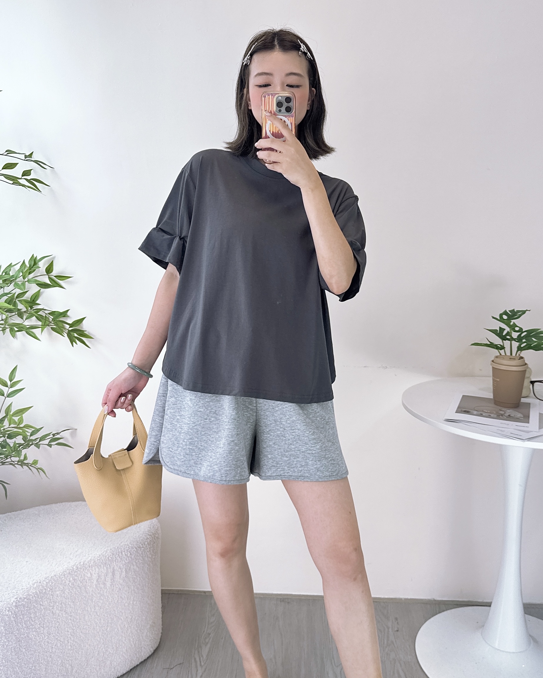 簡約百搭摺袖薄棉上衣 3色