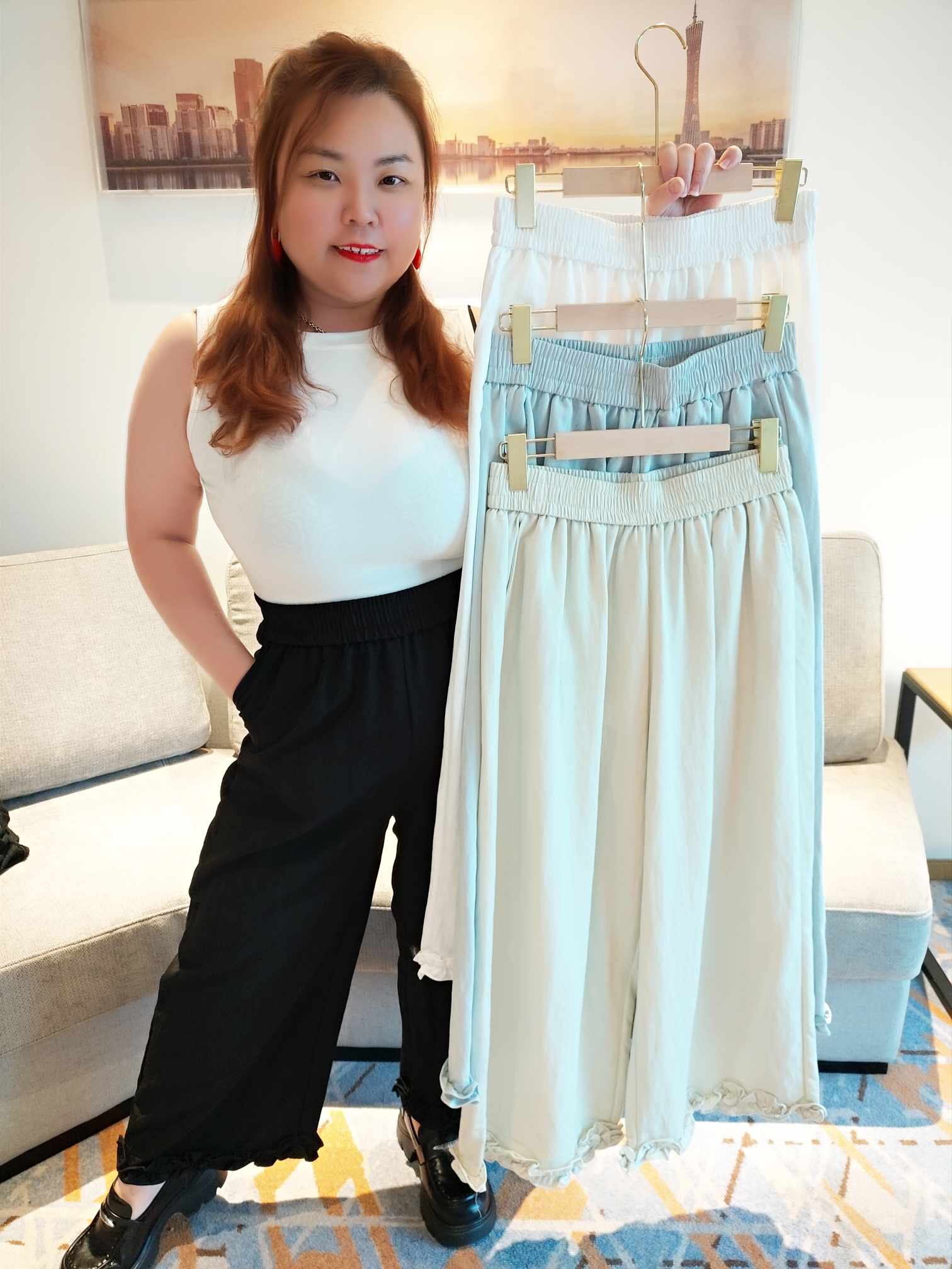 YCE02 1536 高质量木耳裤脚设计阔腿