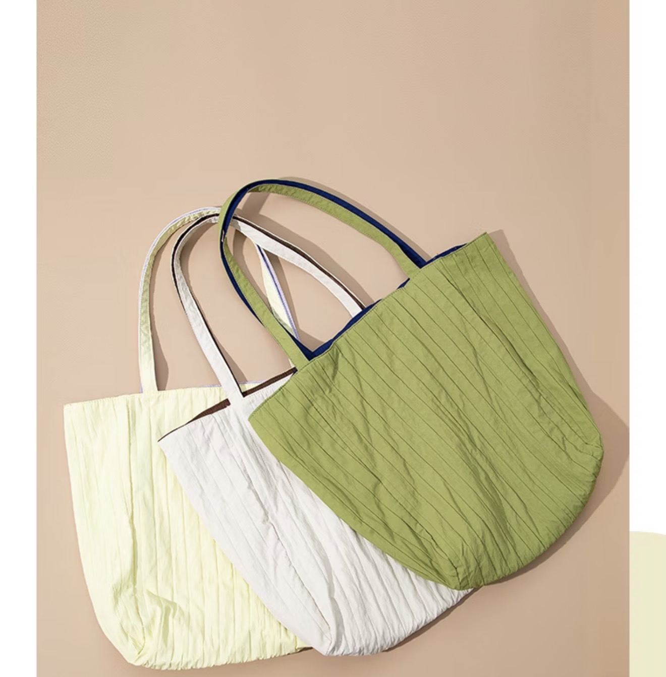 Striped Pleated Double Face Shoulder Bag