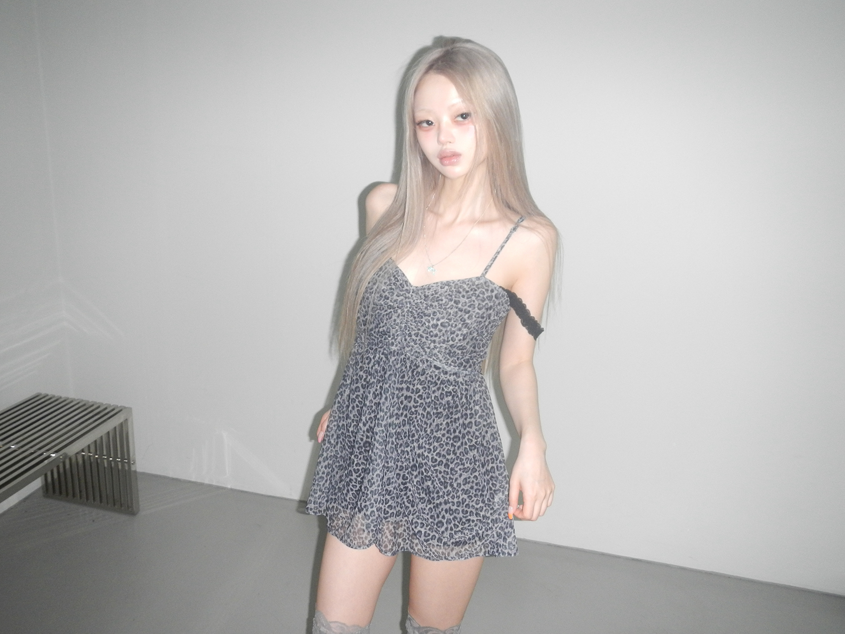 Leopard Mesh Cami Dress