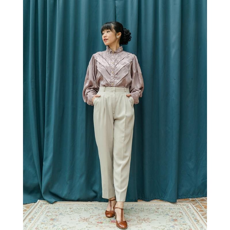 Vintage Japanese Ivory White Pegged Tailor Pants Trousers - Waist 26~28" (MT1606-30)
