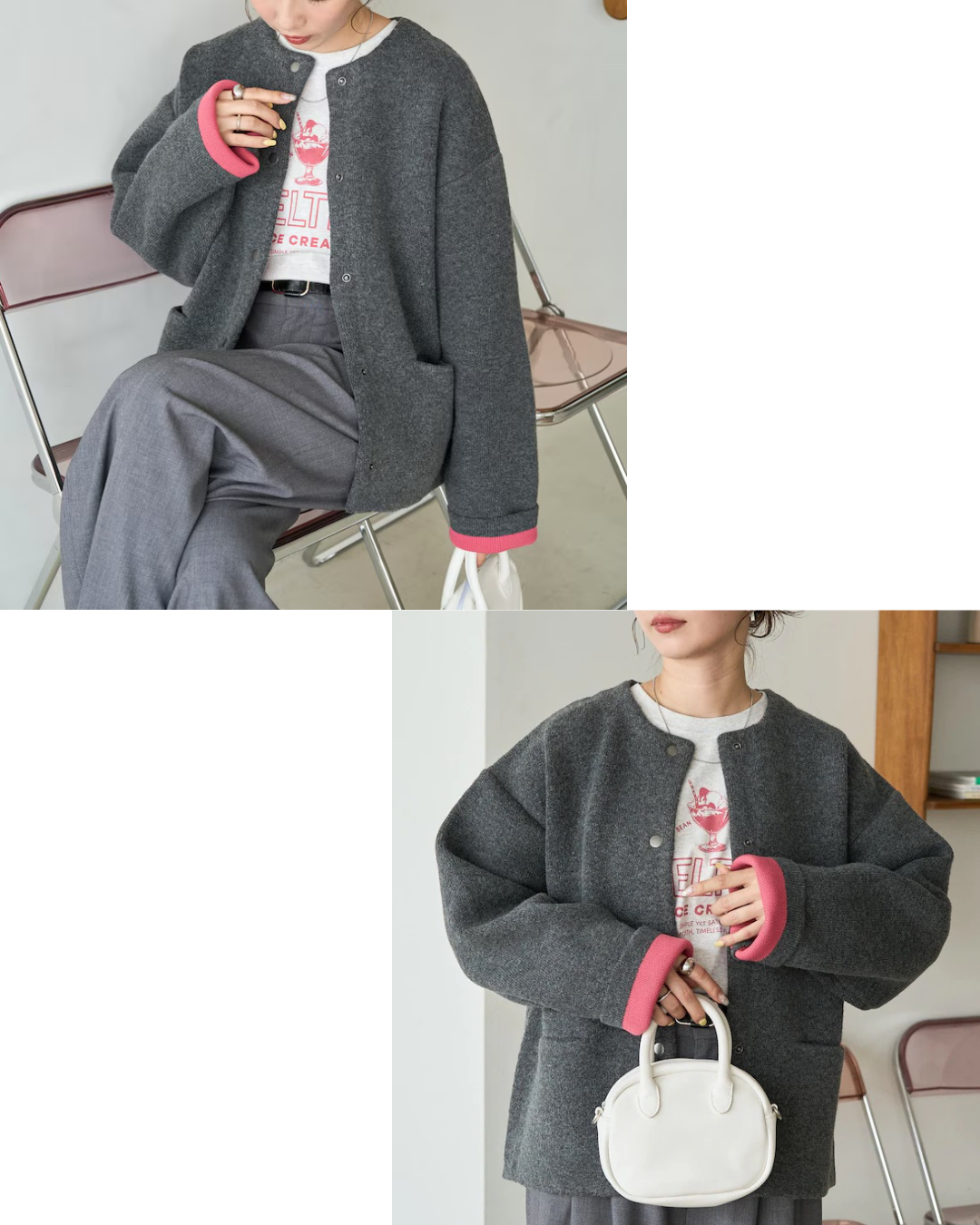 日本代購【 2026秋冬新商品 日本直送  Freak's Store 內配撞色 時尚 針織開襟外套｜簡約有型 秋冬必備！Oversized Knit Cardigan 】