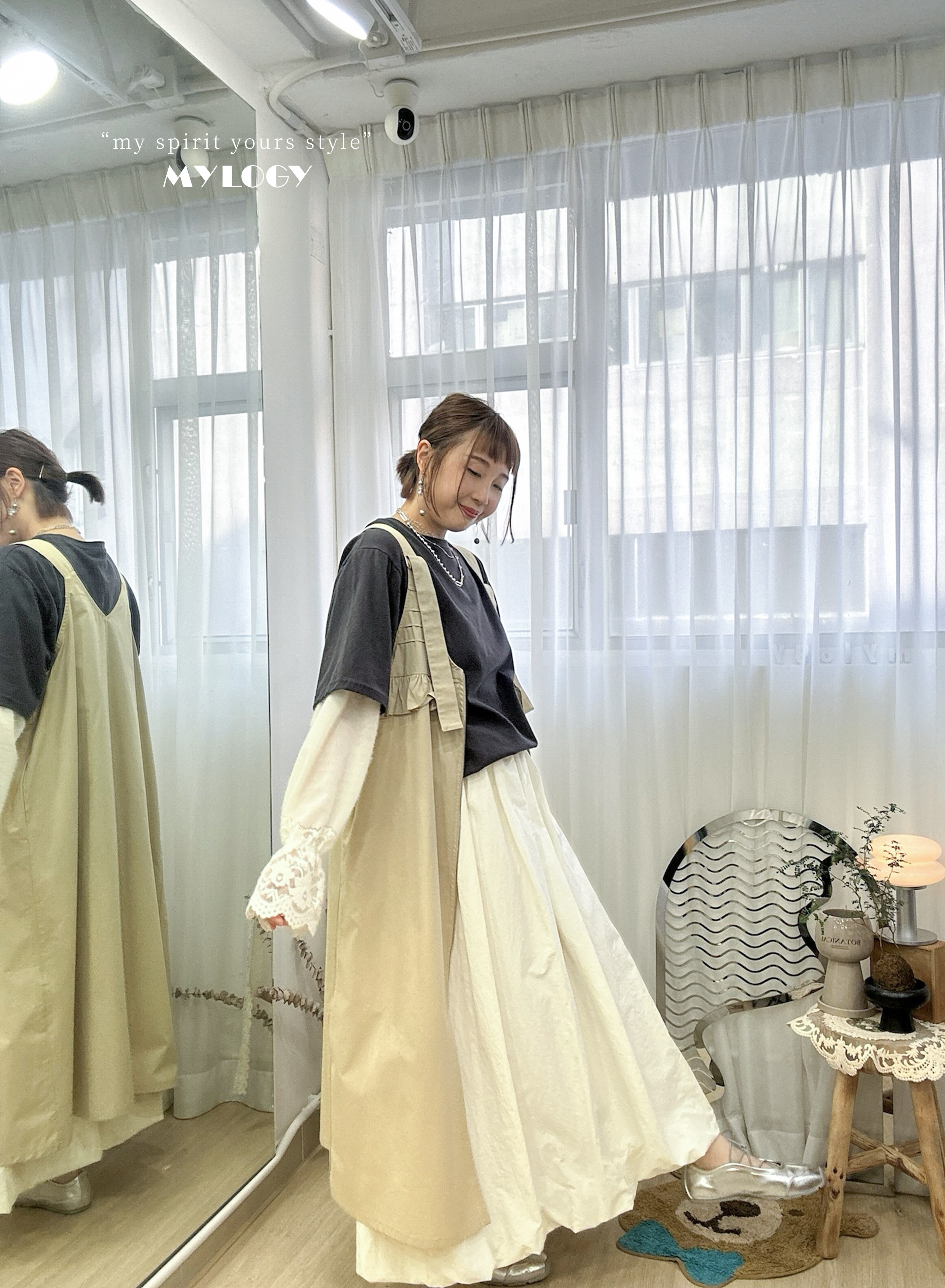 很懶但我很浪漫～假兩件Lace拼接Tee AI0001