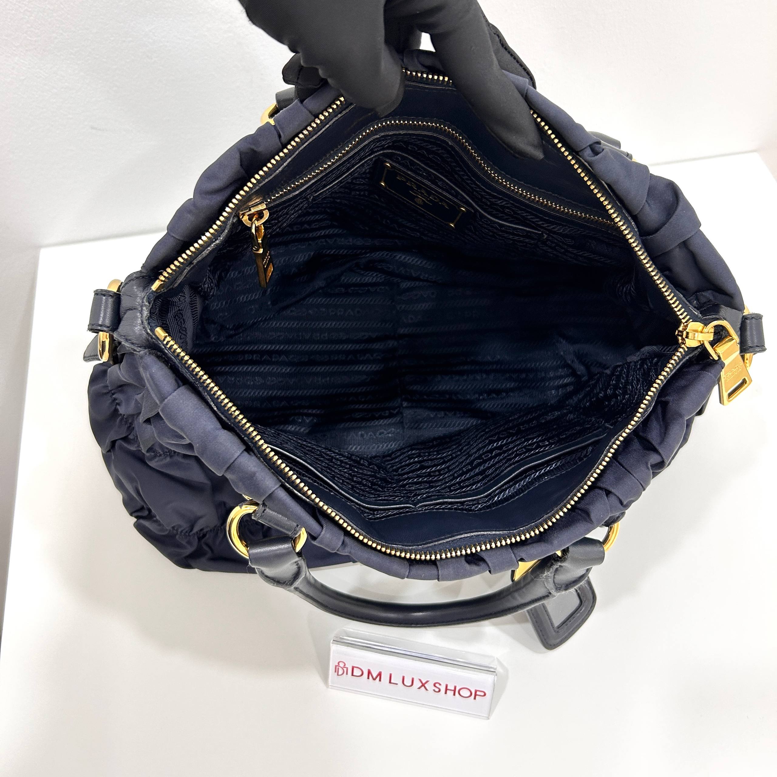 Prada Navy Nylon Tote GHW