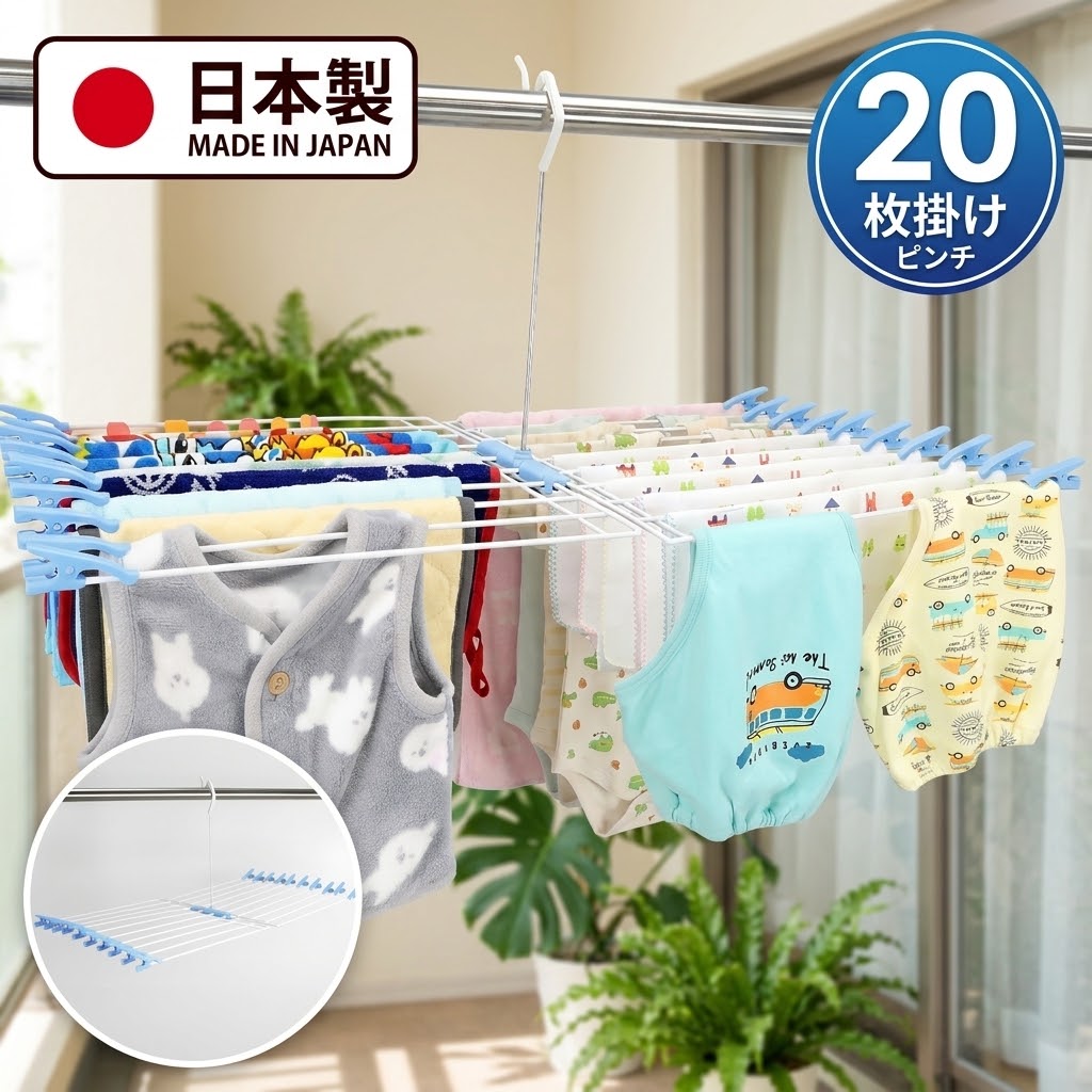 🔥🔥【日本製《SFJ》多功能20夾摺疊毛巾架】
