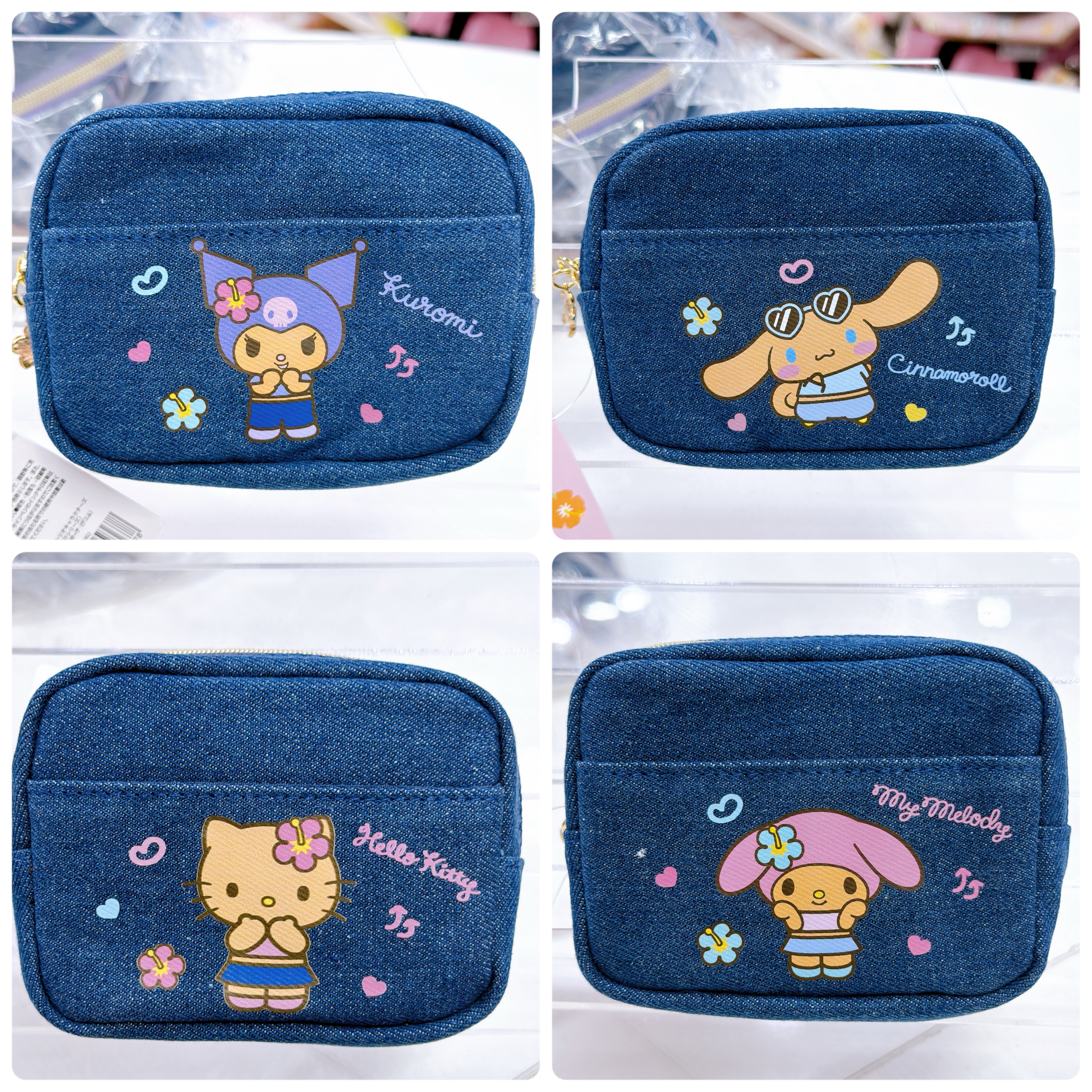 日本直送Sanrio 夏天黑皮泳裝系列 牛仔布迷你化妝袋