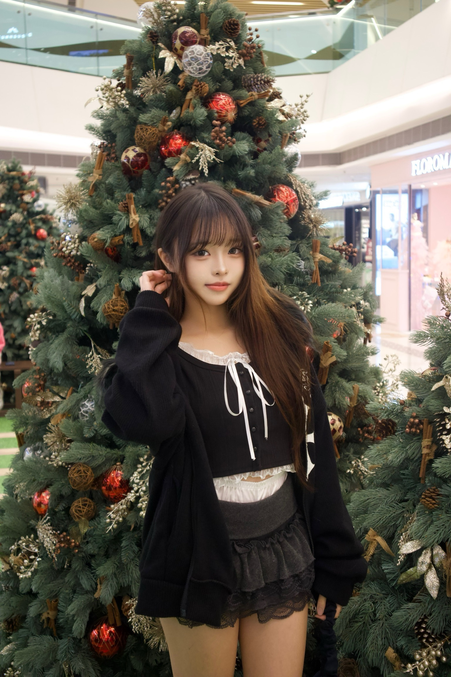 已售罄❌東大門三層Lacy蝴蝶結短裙