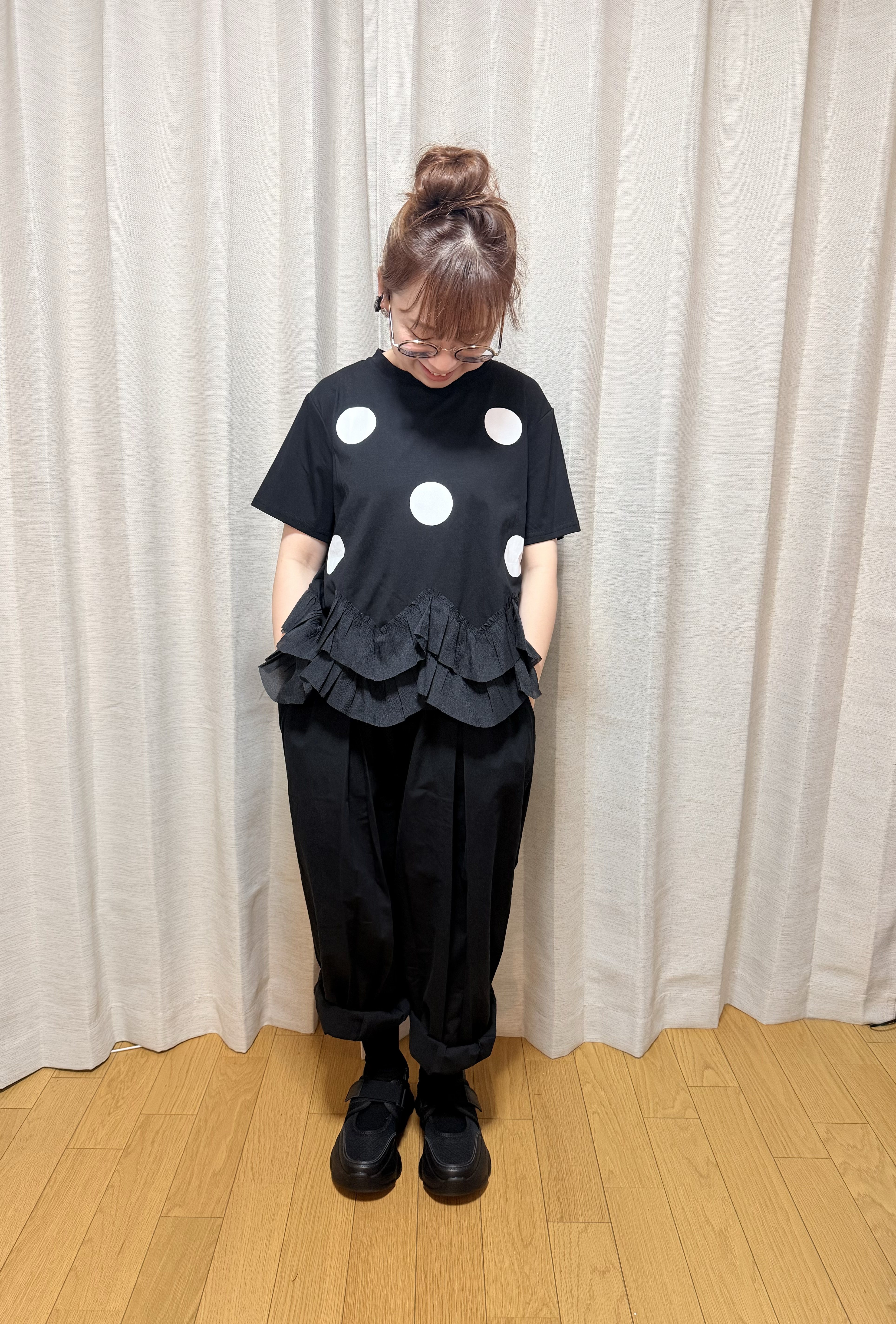 日本波點Ruffle衫
