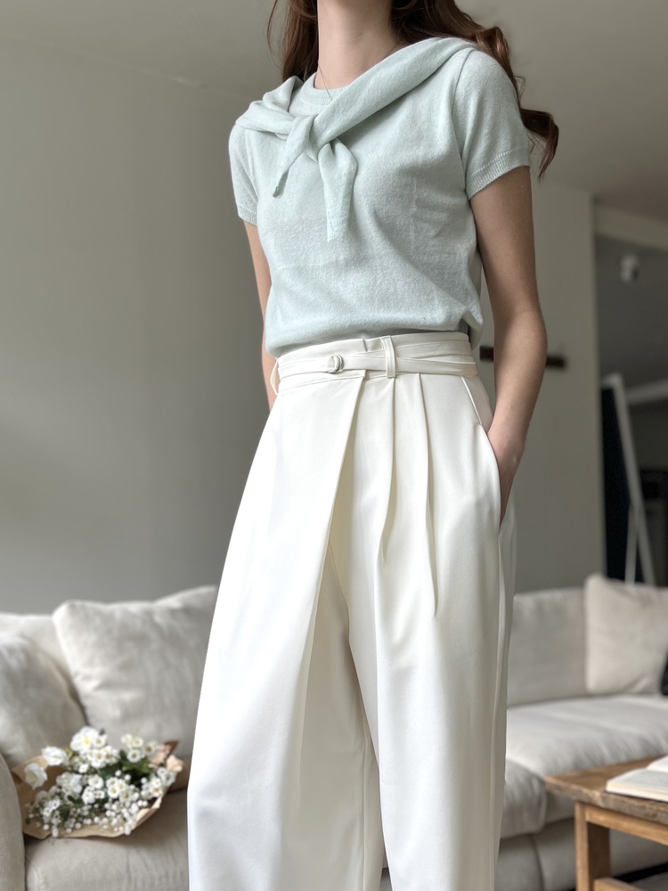 Asymmetric Wrap-Line Slacks (Ivory)