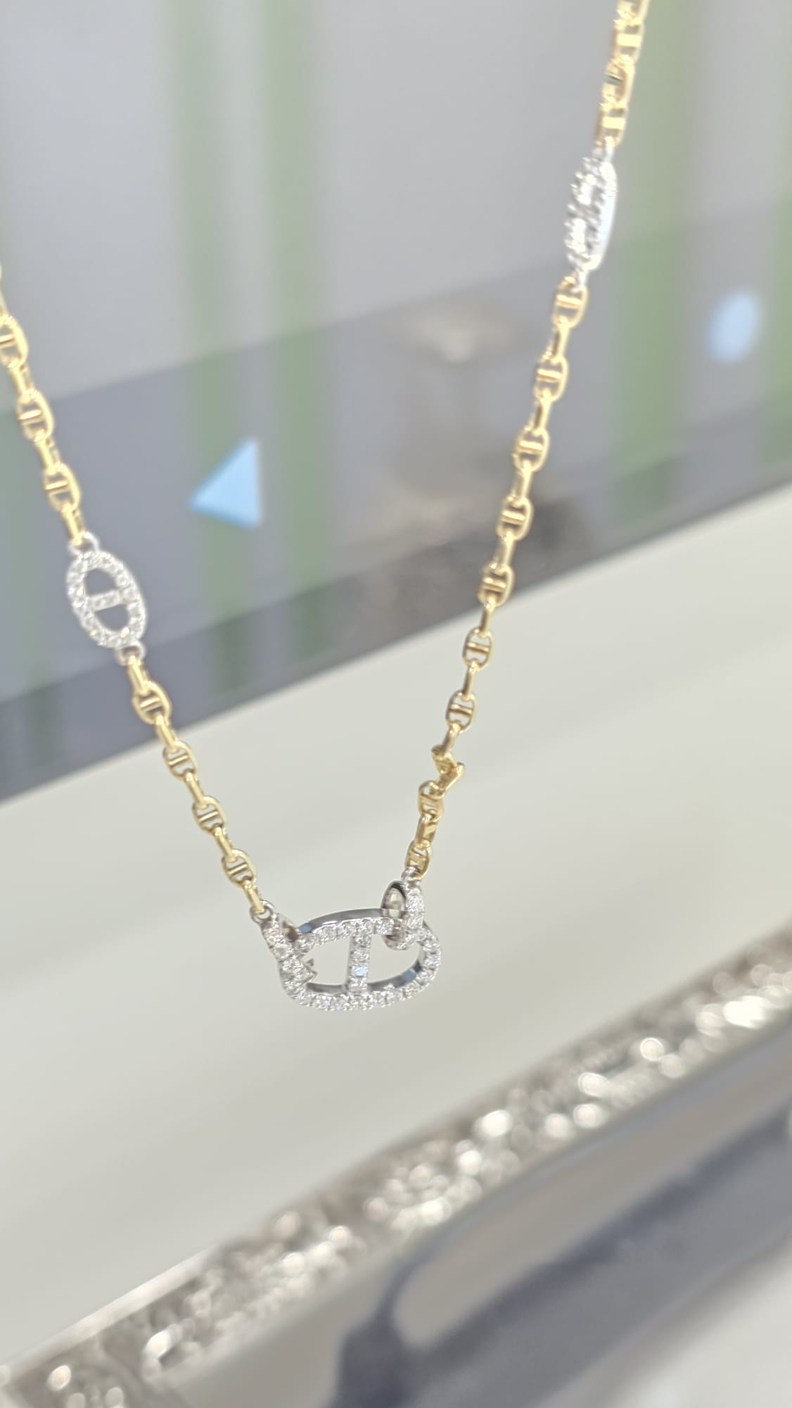 18K黃金鑽石項鍊 d0.48ct W4.57g L44cm