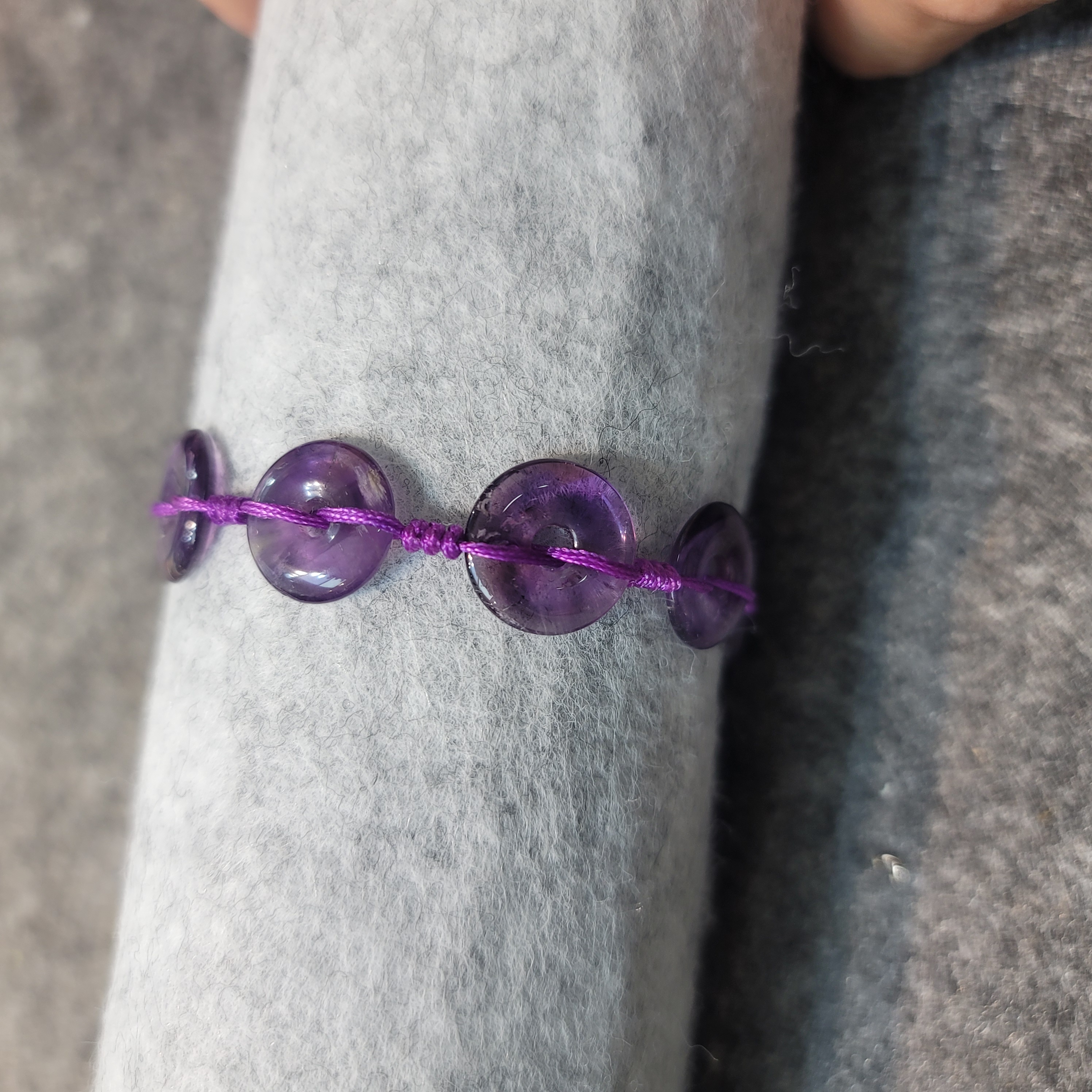 紫水晶平安扣織繩手鏈(7個)