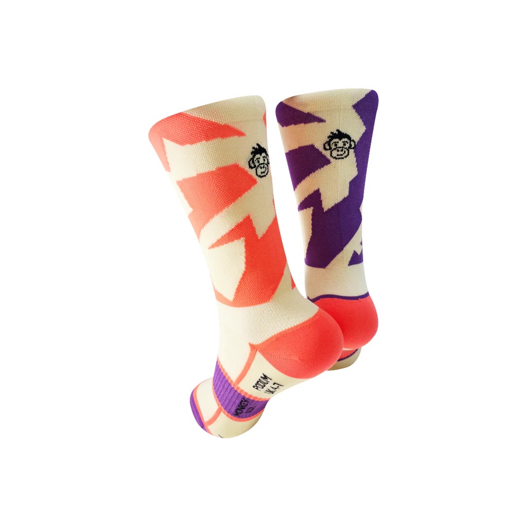 Monkey Sox Podium Bolt Socks - Cream & Orange