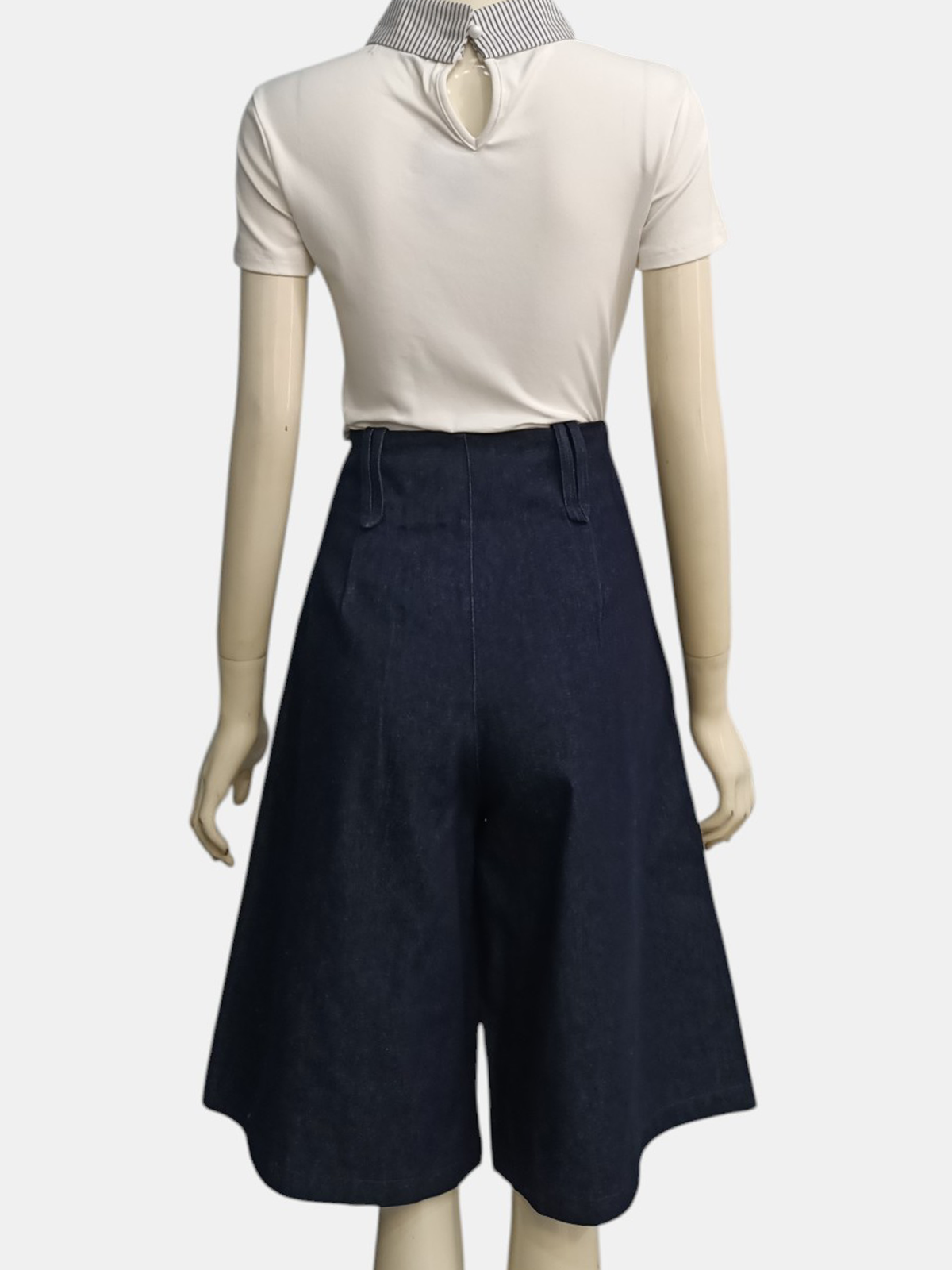 Denim Flow Cropped Wide Leg Pants M204