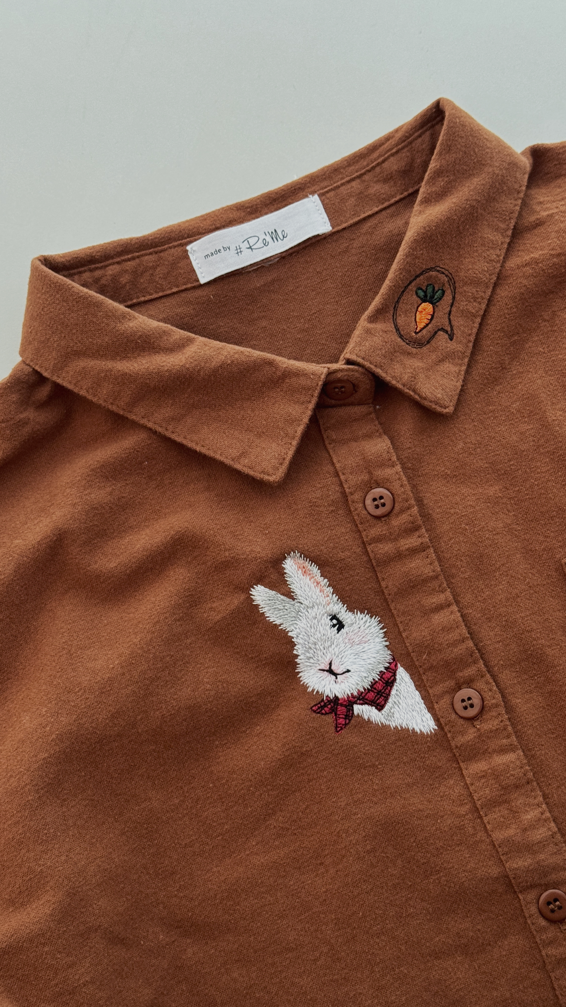 🐰Mallow Rabbit 棕色刺绣衬衫