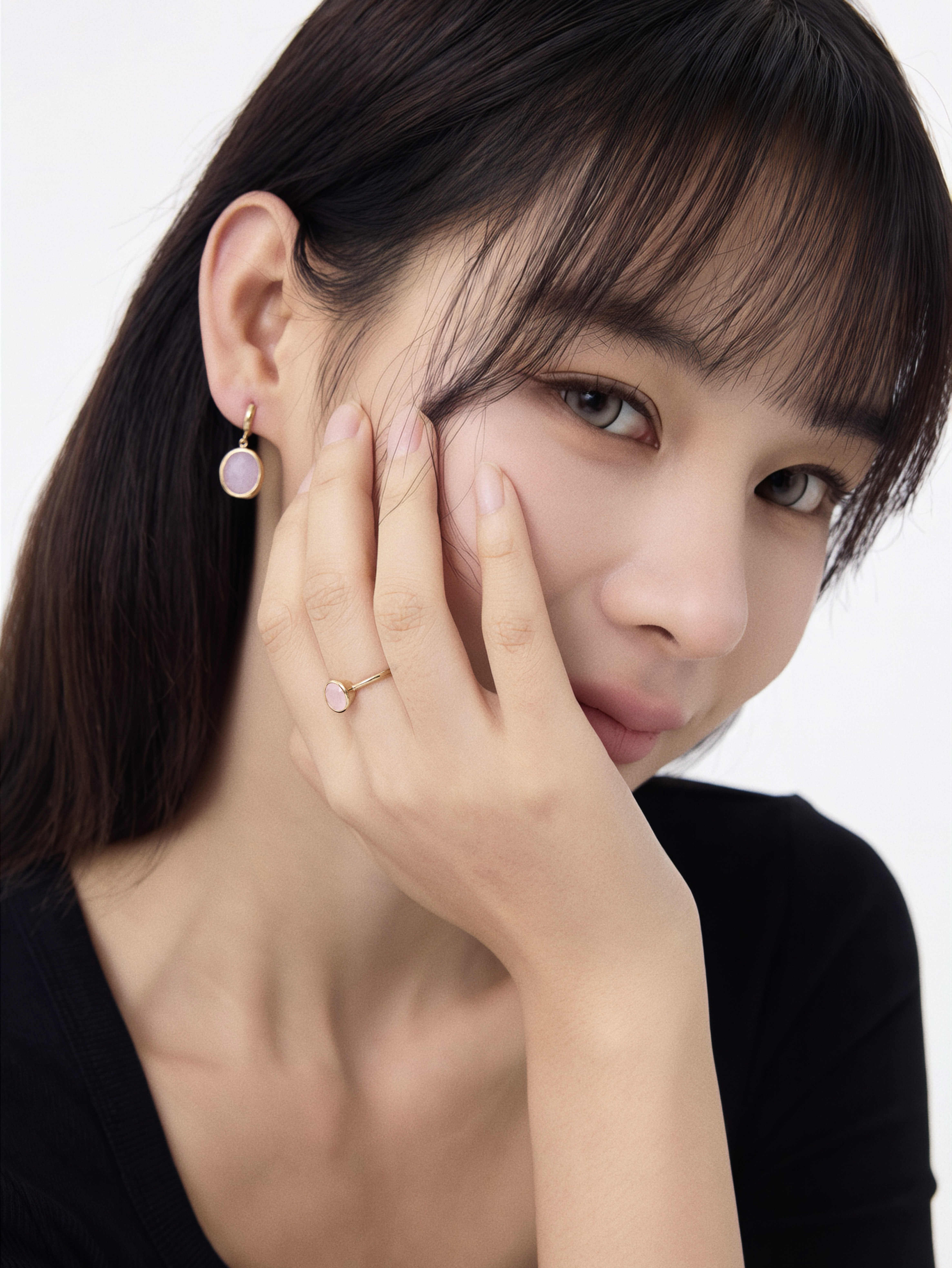 Blush Rose Elegance Earring Plaqué or