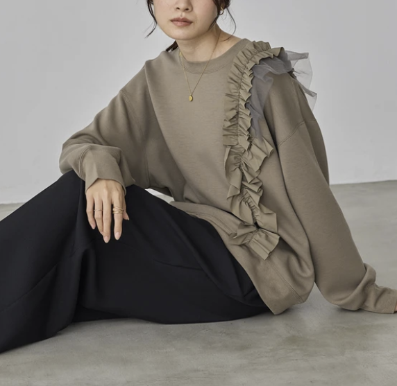不對稱荷葉邊上衣 - 2026 流行穿搭  荷葉邊上衣 春夏時尚穿搭 成人休閒 日常穿搭 易於配搭 日本直送   #JP-I-260017