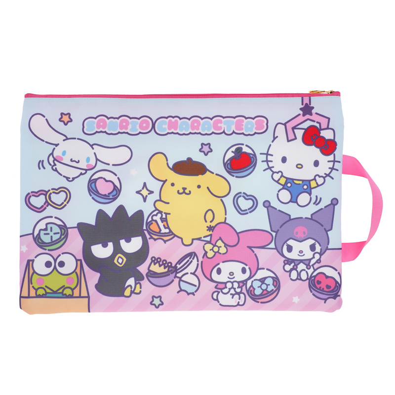Mix Characters F4 Double Zipper Fabric Document Bag 雙拉鍊布文件袋連手挽