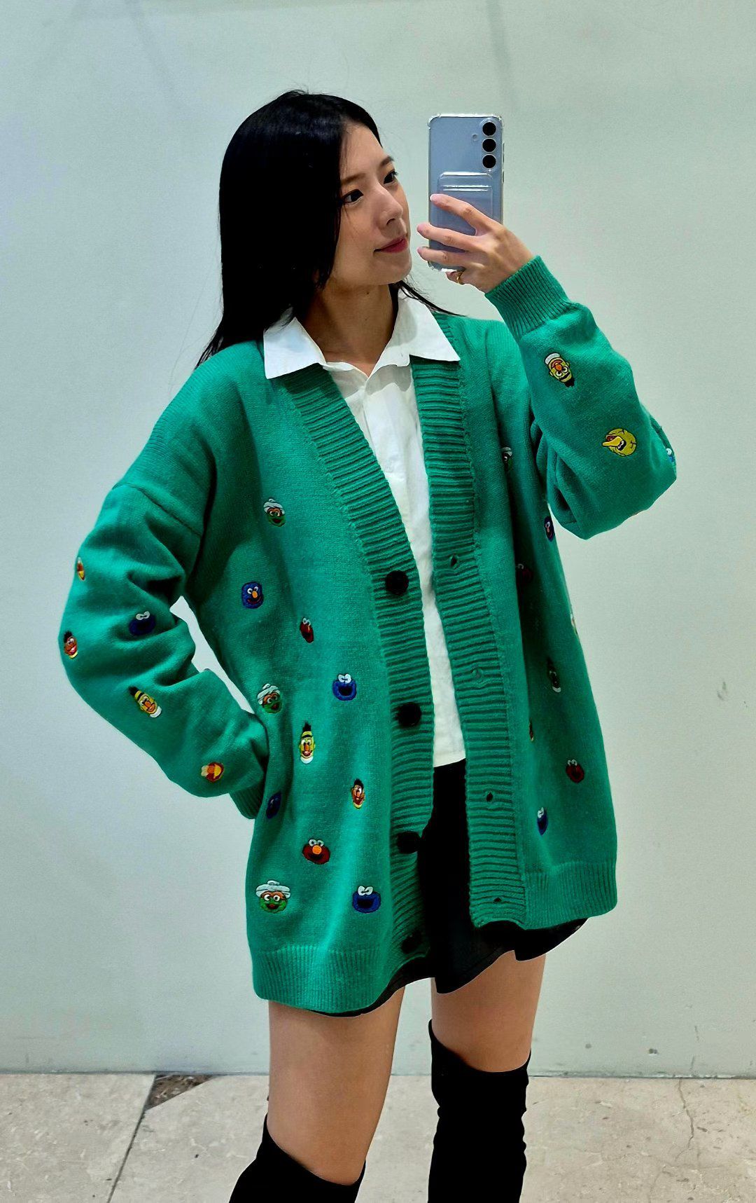 🩷FW 🇰🇷MADE IN KOREA🇰🇷New 엘모가디건 Sesame Street刺繡針織外套