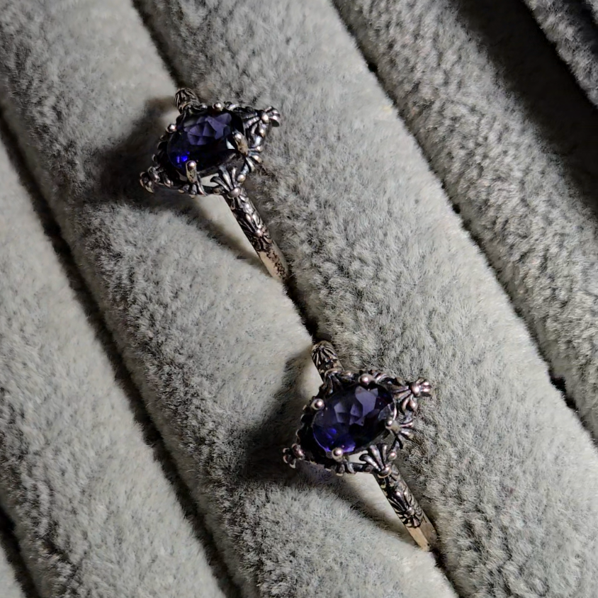 Iolite rings in adjustable sterling silver - JW35