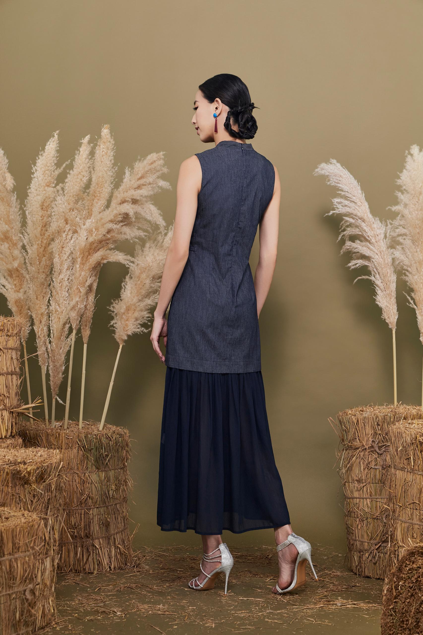 CD2163 QIAN YI  CHEONG SAM FLOWY DRESS