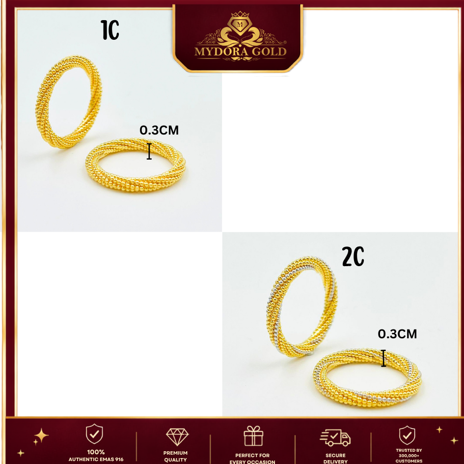 MYDORA Cincin Belah Rotan Pintal Jagung (5G) l EMAS 916/22K