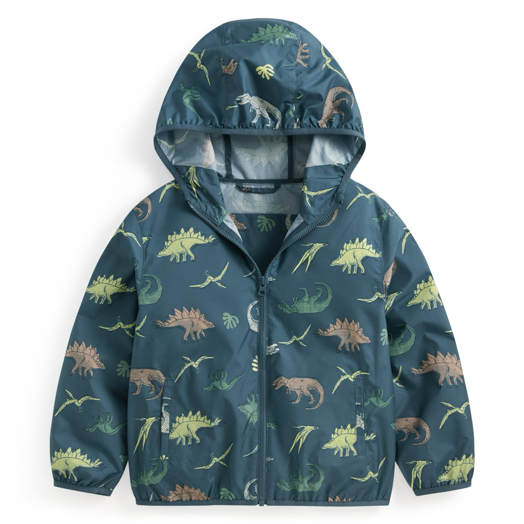 💚預訂 台灣直送💚兩色恐龍滿印抗UV輕型連帽風衣外套