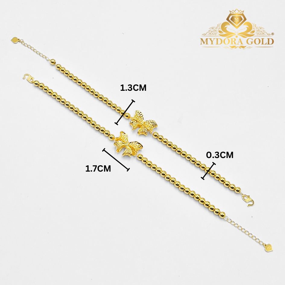 MYDORA Rantai Tangan Boba Ribbon Kerawang l EMAS 916/22K