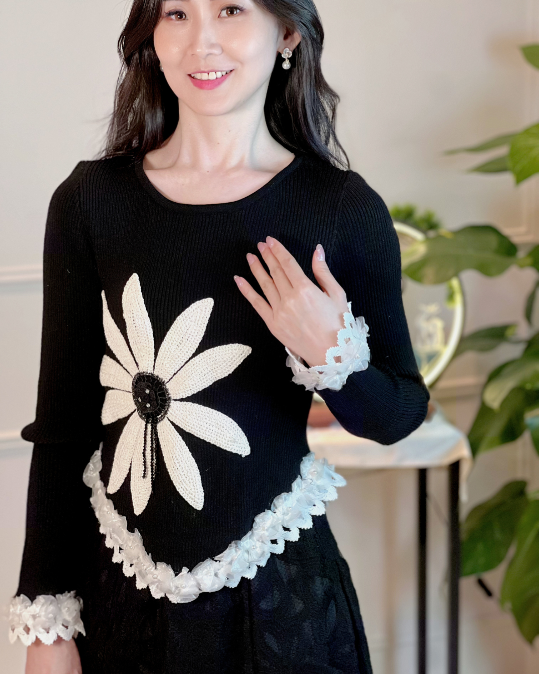 5110 Leila Long Sleeve with 3D Flower Blouse
