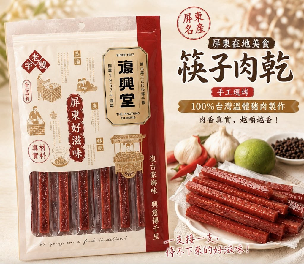 【預訂】台灣復興堂筷子肉乾 180g