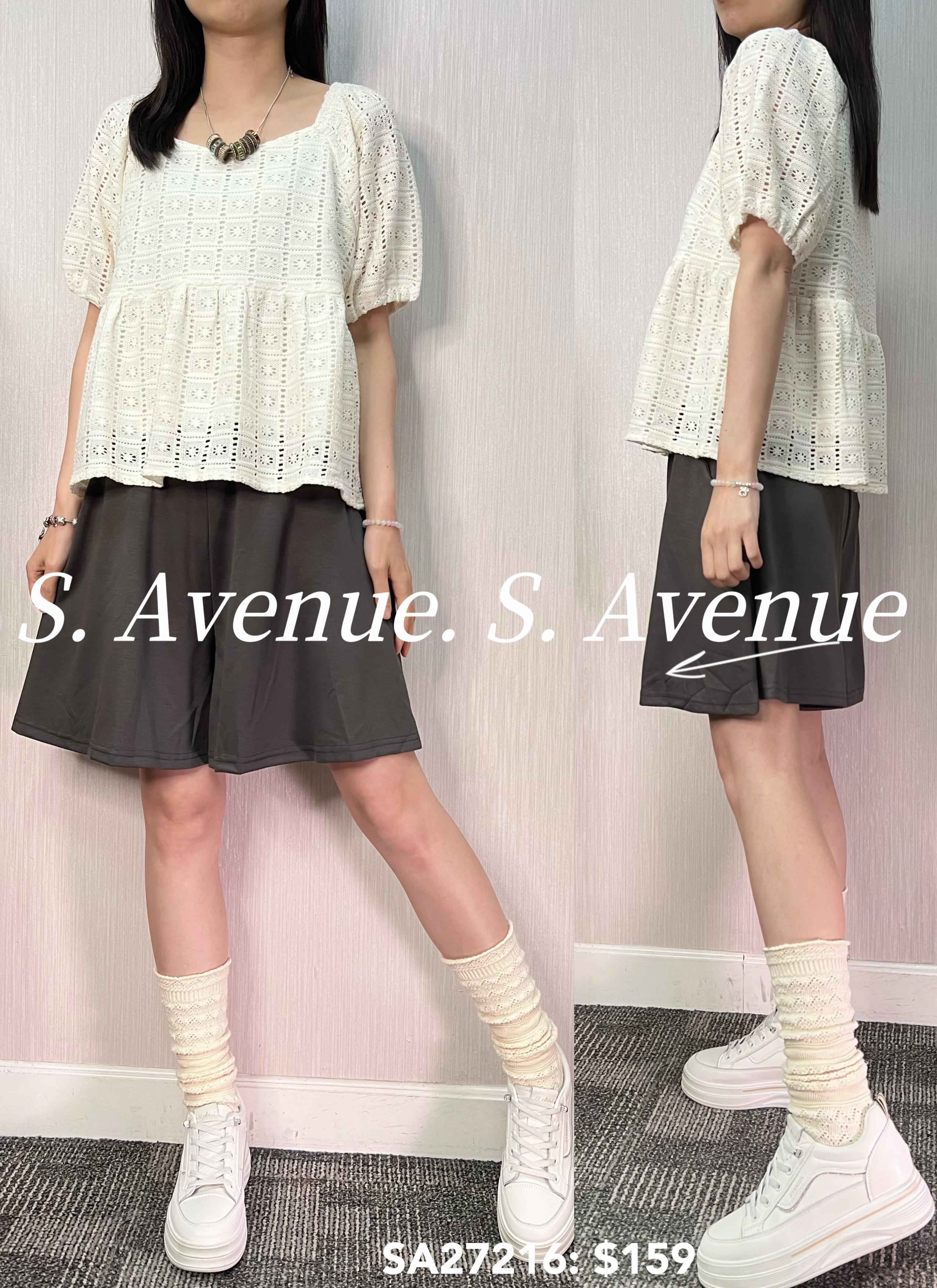 SA27216: 方領lace娃娃top