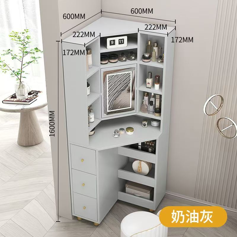 (樂家mall)轉角梳妝桌 拐角梳妝枱 三角帶鏡子梳妝桌 收納櫃 墻櫃 Dressing table