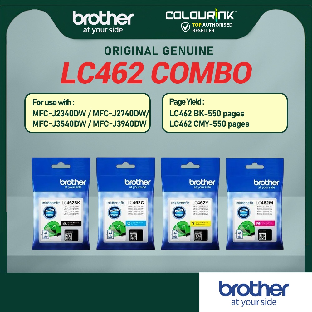 Brother LC462 Cyan Magenta Yellow Black Original Ink Cartridge MFC-J2340DW MFC-J2740DW J3540DW J3940DW LC-462 LC462XL