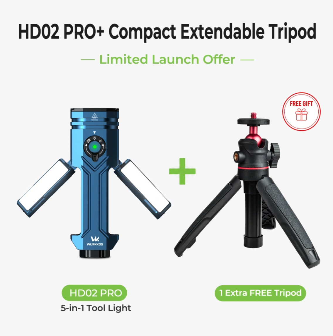 WURKKOS HD02 PRO 5-in-1 Tool Light