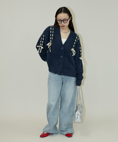 蝴蝶結綁帶針織外套