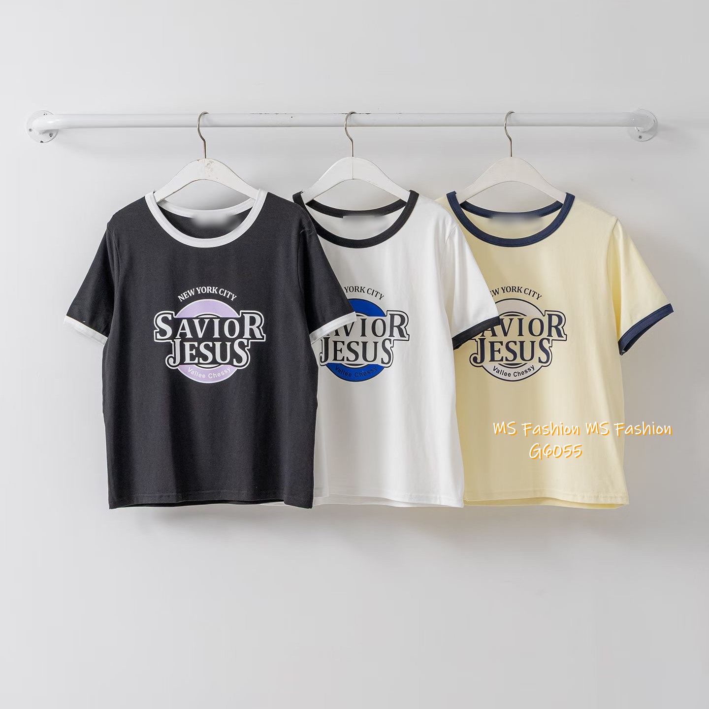 G6055 韓國🇰🇷拼色字母print top