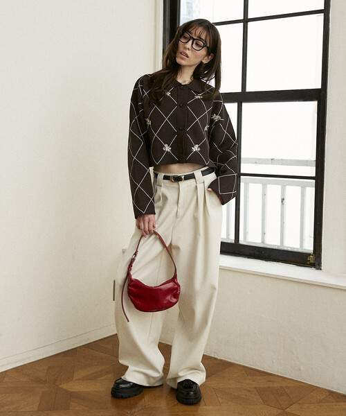 線條菱形花卉刺繡短短外套