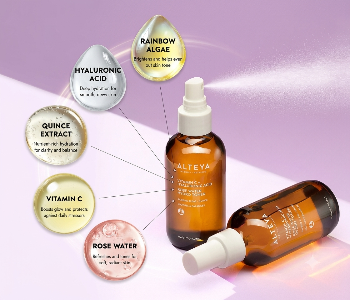 ALTEYA Vitamin C + Hyaluronic Acid Rose Water Hydro Toner 有機玫瑰彩虹藻保濕爽膚水120ml