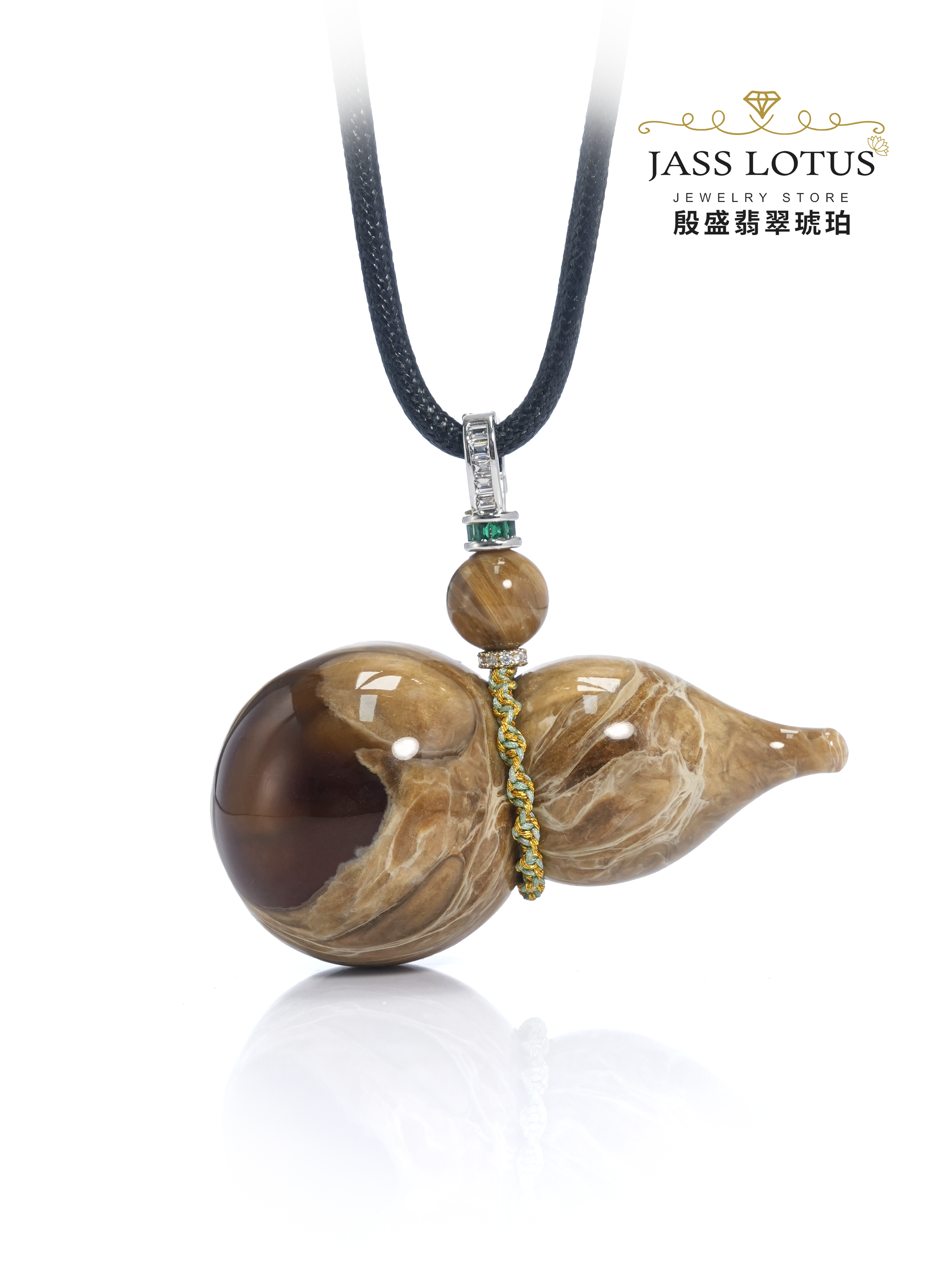 緬甸天然琥珀瓷白根蜜溶洞珀葫蘆吊墜