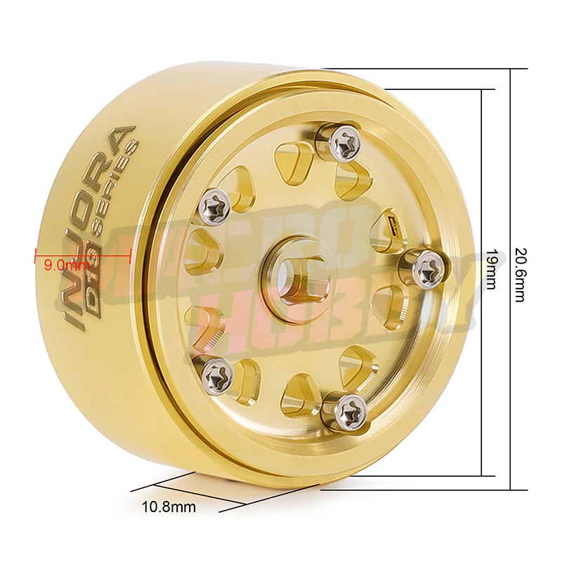 INJORA 0.7" D19 Brass Beadlock Wheels for 1/30 SCX30 (W7007) #530381