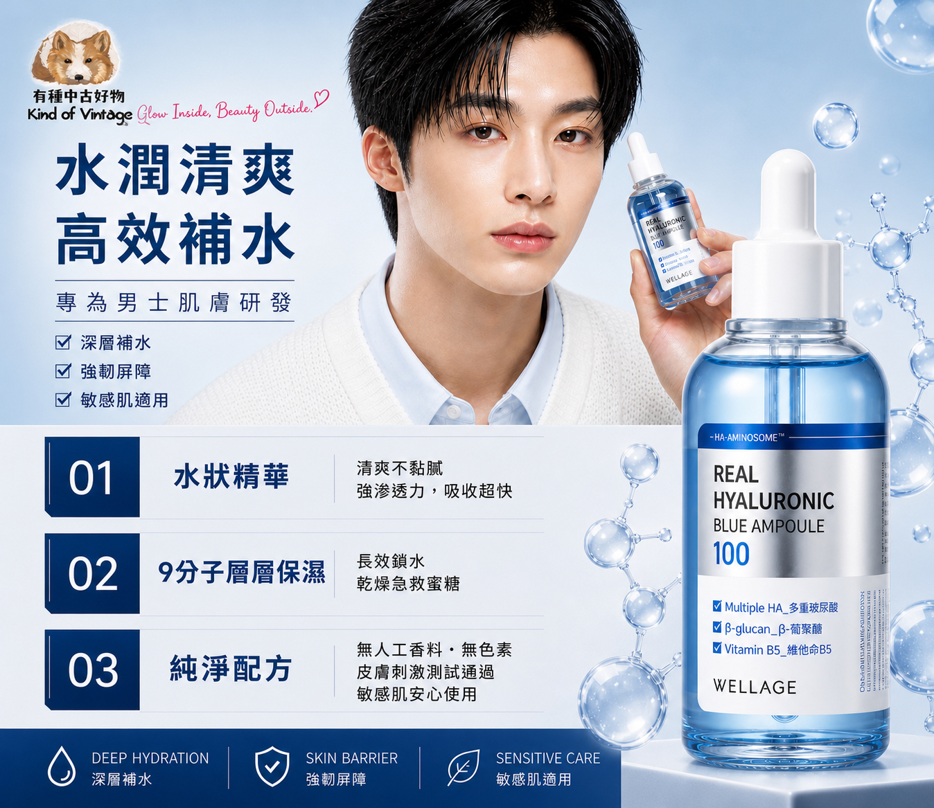 WELLAGE 透明質酸補水藍安瓶