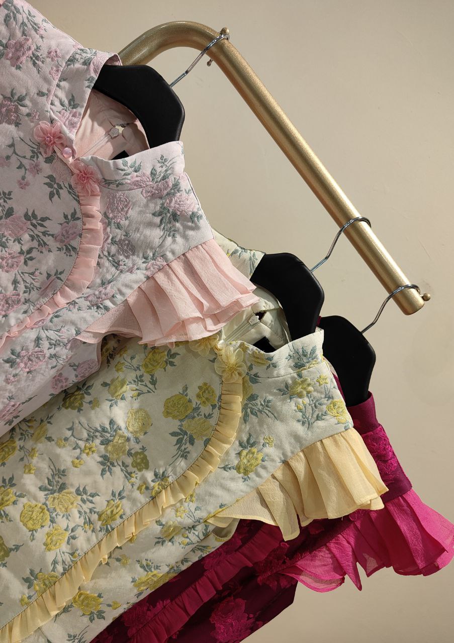 荷叶袖旗袍连身裙 2125