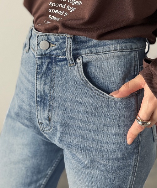 綁帶喇叭高腰牛仔褲【JP010】