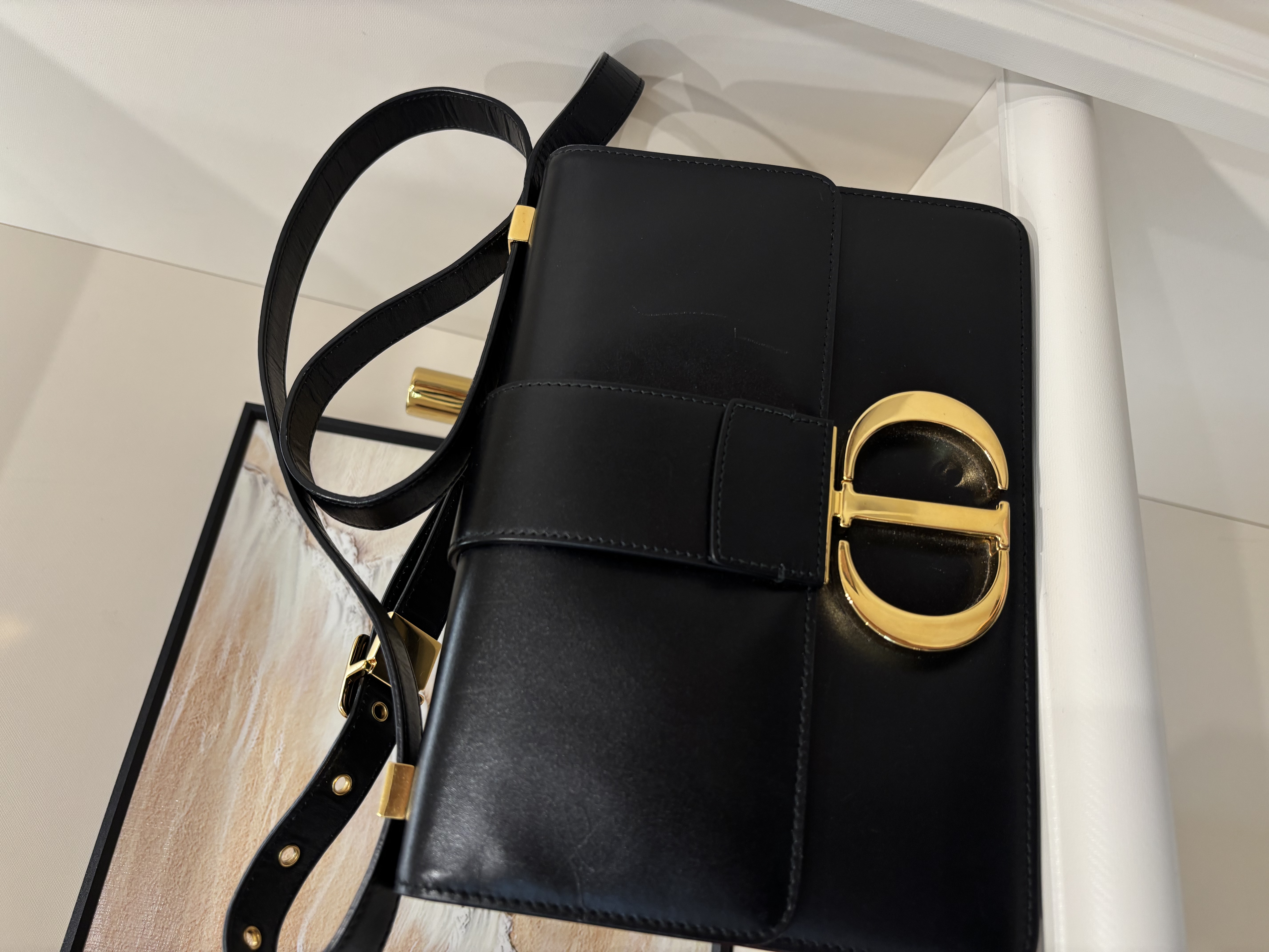 Dior Montaigne 30 Crossbody Bag 黑金 100%Authentic, 90%New ✅ certificate