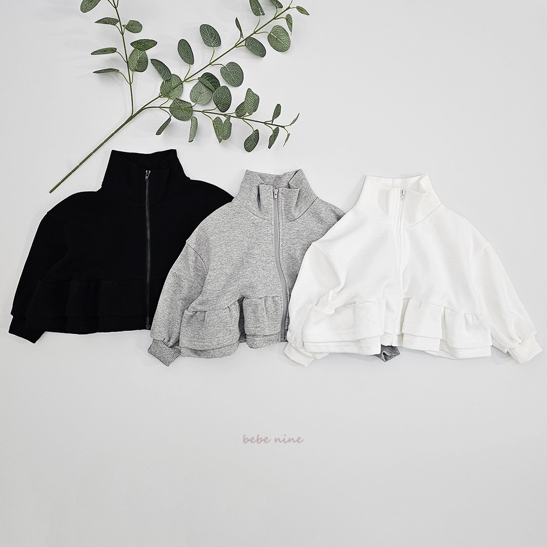 🌸預訂 韓國直送🌸🇰🇷Bebenine三色荷葉花邊下擺高領拉鍊外套